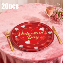 Engangs papptallerkener til valentinsdag (20 stk, 9 tommer), kompatible med valentinsfester og restaurantdekorasjoner