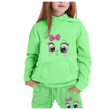 Teen Girls Clothes Children's Fashion Casual Printed Long Sleeved Hooded Top Hoodie Pants Suit 2 Piece Outfit for 8-9 Years