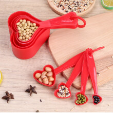 Ensemble de 8 cuillères doseuses en forme de cœur, en plastique coloré, compatibles lave-vaisselle, faciles à suspendre, cadeau de cuisine