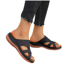 Sandali con zeppa da donna, sandali da donna, sandali casual da donna per la primavera, nuovi sandali da spiaggia con punta rotonda, punta aperta,
