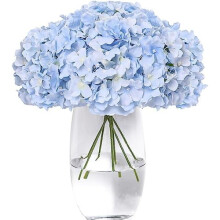 12pcs Sky Blue Artificial Hydrangea Silk Flowers with Stems – Realistic Faux Hydrangeas for Home, Office, Wedding, Party & DIY Decor