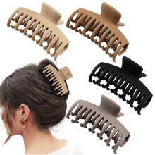 Stück große, doppelreihige Haarspangen mit Zähnen, 3,5 Zoll, mittlere Haarspangen für dickes, langes Haar, matte Haarspangen, Haaraccessoires