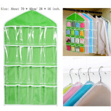 Pixnor16Pockets Cintre de porte transparent pour sacs, sous-vêtements, chaussettes, soutiens-gorge, rangement de placard, organisateur ordonné