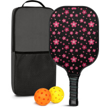 Pickleball Paddles Set with Floral Fiberglass Rackets, 2 Balls & Bag – Compatible with Indoor/Outdoor Play