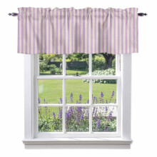 Purple striped retro linen valance rod pocket 54x18 in
