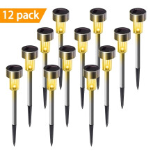 Lot de 12 lampes solaires blanc chaud : décorations de Noël extérieures pour jardin, allée et jardin, éclairage LED en acier inoxydable