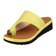 Sandalias casuales de plataforma elegantes y cómodas para mujer, ideales para el verano, la playa o viajes. Chanclas amarillas (36 unidades).