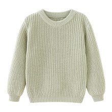 Leuke effen trui voor jongens en meisjes, dikke casual trui voor de herfst en winter, met lange mouwen en ronde hals, geschikt voor kinderen van 1-6