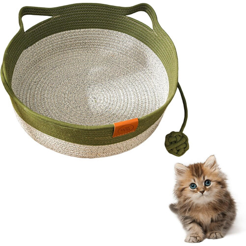 Stimulicat Cat Bed Green Cotton Rope Foldable Scratchable