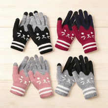 4 paar dames winterhandschoenen met touchscreenfunctie, zacht, warm, met fleece gevoerd, gebreid, met elastische manchetten.