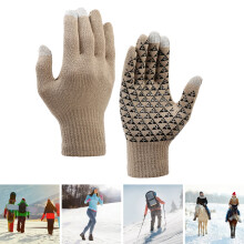 Winterhandschoenen voor dames en heren, antislip touchscreen, thermisch, warm, gebreid.