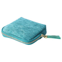 Velvet Jewelry Organizer Bag Blue Zipper Multi-Layer Large