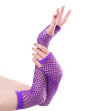 Dames middellange vingerloze nethandschoenen met open mesh, paarse punk feesthandschoenen