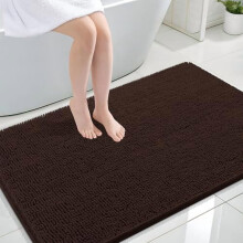 Tapis de bain 44 x 32, doux et absorbants, en chenille avec envers en caoutchouc, séchage rapide et lavables en machine, compatibles avec salle de