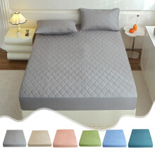 Housse de protection pour matelas, drap-housse à poches, respirant et antidérapant, en microfibre douce et luxueuse, pour lit double/queen, gris.