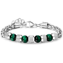 Herren-Armband aus Edelstahl mit Tigerauge, 8 mm, verstellbar
