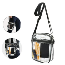 Priehľadná crossbody taška, schválená pre štadión, taška cez rameno s nastaviteľným popruhom, priehľadná taška