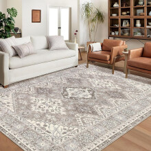 Tapis bohème lavable 120 x 180 cm, ultra-fin, effet vieilli, Ă poils courts, rĂ©sistant aux taches, idĂ©al pour le salon, la chambre, la salle Ă