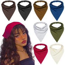Lot de 8 foulards et bandeaux pour cheveux, élastiques et antidérapants, de style bohème, triangulaires, bandanas