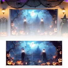 Décoration murale de porte de garage d'Halloween 2,1 x 4,9 m – Chaudron de sorcière, décoration intérieure/extérieure, bannière pour fête