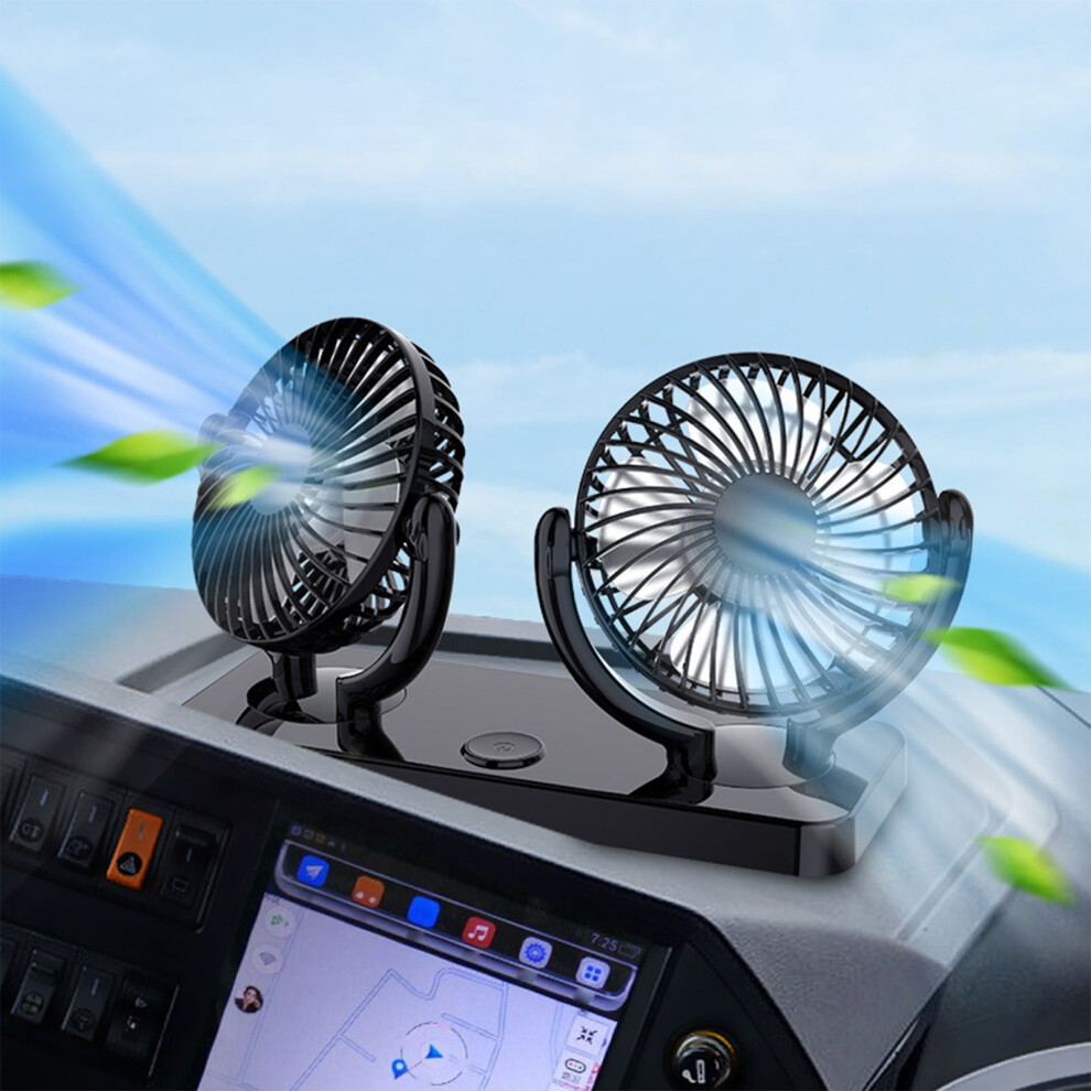 12V Portable Car Fan For Dashboard & Usb, Compatible With Cars, Blows Cool Air 9329345050404