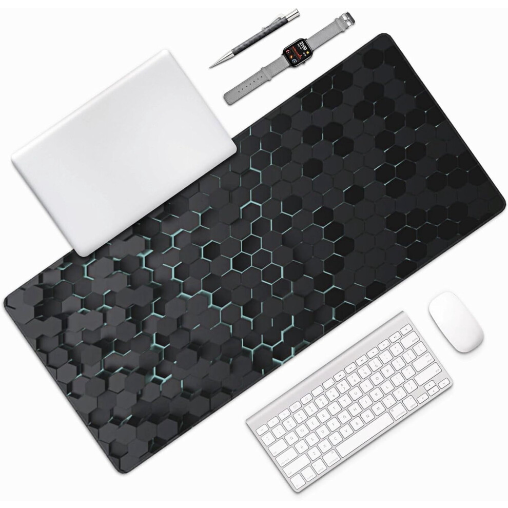 Large Gaming Mouse Pad 35.4"X15.7", Honeycomb Tech, Stitched Edge, Non-Slip Â Compatible With All Mice Black 9450273847528