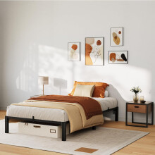 Twin Size Metal Bed Frame, 10" Platform, No Box Spring or Screws Needed, 800 lbs Capacity, Tool-Free Assembly, Reinforced Iron