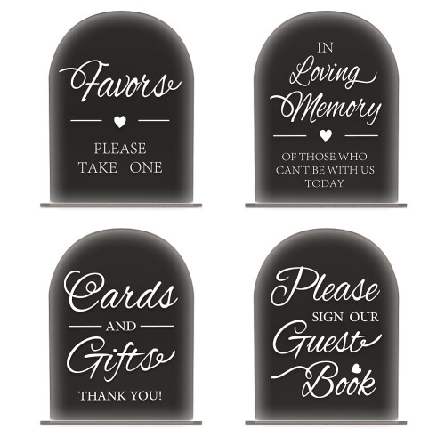 4-Piece Acrylic Wedding Place Card Set
