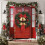 Guirlanda natalina para porta com sinos dourados e laço vermelho, 71x35 polegadas (180x89 cm). 5