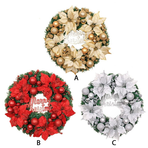 Ghirlanda natalizia artificiale con bacche rosse e palline dorate 2