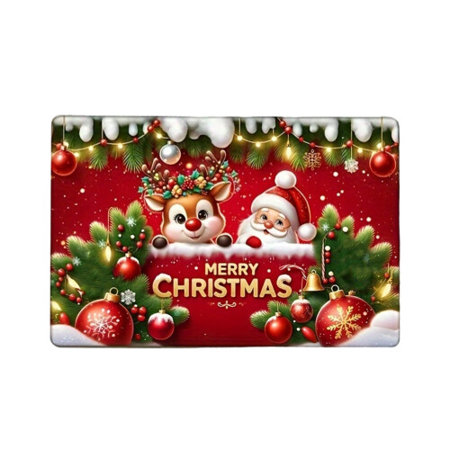 Weihnachtsfußmatte, waschbarer Teppich für den Eingangsbereich, rot 1