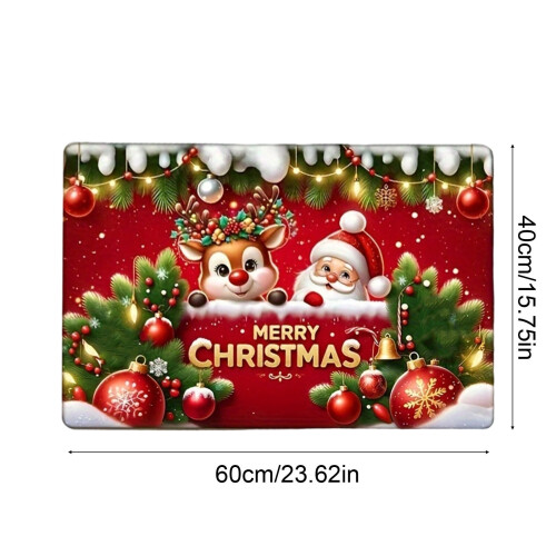 Weihnachtsfußmatte, waschbarer Teppich für den Eingangsbereich, rot 2