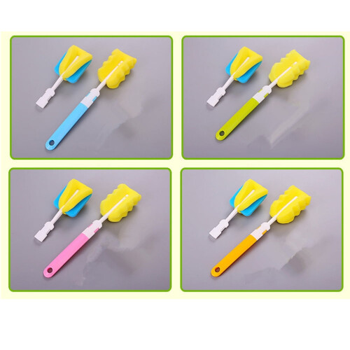 Sponge Bottle Scrubber Handle Bottle Maintenance 2Pcs 9In 1