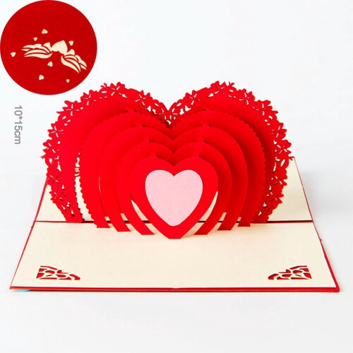 Carte d'invitation 3D en forme de cœur pour la Saint-Valentin 1