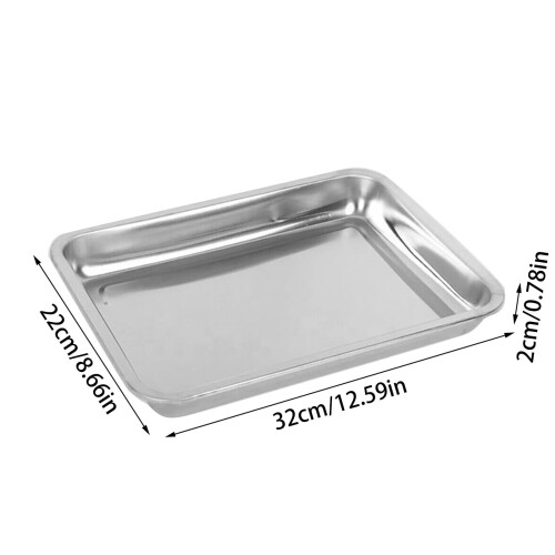 Ταψί ψησίματος από ανοξείδωτο ατσάλι 32x22x2cm, ανθεκτικό ταψί για φούρνο τοστιέρας, 2