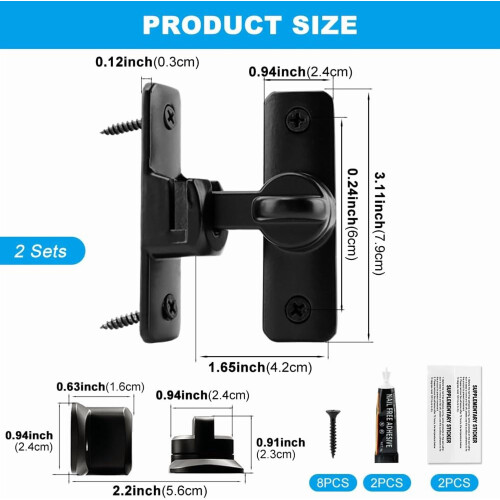 Scheunentorschlösser, robust, verstellbar, 4er-Pack, schwarz 1