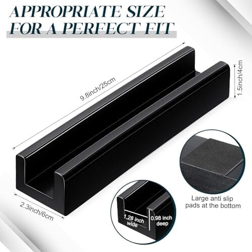 Wooden Floor Mirror Stand Black 9.84" L 1