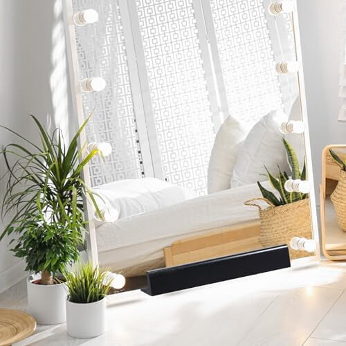 Wooden Floor Mirror Stand Black 9.84" L 2