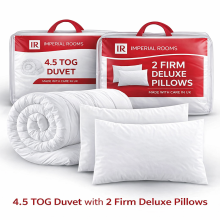 (Double) 4.5 Tog Duvet with 2 Deluxe Bounce Back Pillows - All Seasons Lightweight Duvet Set