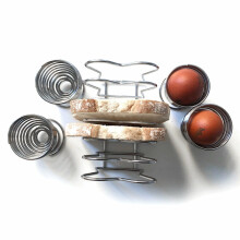 Spiral Chrome Smart Egg Cups and Toast Holder Set