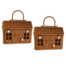2pcs Garden Harvest Basket Handmade Rattan Gift Box, House, Rattan Basket, Picnic Storage Basket