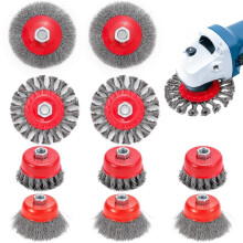 Set di 10 Spazzole A Disco per Smerigliatrice Angolare da 4 1/2", con Attacco Filettato da 5/8" per Rimuovere Ruggine, Corrosione e Vernice