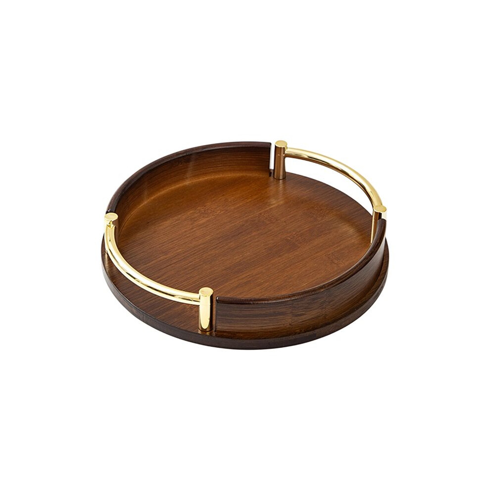 Tauoh Light Luxury And Home Kitchen Round Bamboo Tray Home Restaurant Tea Set Small Tray Portable Fruit Snack Tray S