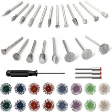 40 Stuks Slijpbits, 1" Radiale Borstelschijfset met 1/8" Schachtfreesbits voor Het Schuren van Steen, Keramiek en Metaal