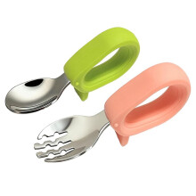 Toddler Utensils Set with Stainless Steel Baby Forks and Spoons, Silicone Handles, Portable Case, Dishwasher Safe