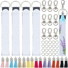 68 Stuks Sublimatie Polsband Sleutelhanger Blanks Sublimatie Polsband Sleutelhanger Maakset voor Verjaardagscadeaus en Feestgunsten