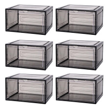 Drop Front Shoe Box,Set of 6,Stackable Plastic Box with Clear Door,As Storage and Box,for Display Sneakers,Easy Assembly