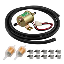 Electric Fuel Pump Kit 12V Universal Low Pressure Transfer Inline with 10pcs Hose Clamps Fuel 2pcs Fuel Filters