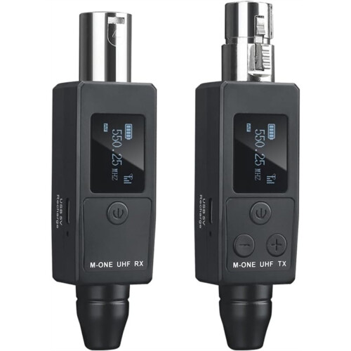 XLR Transmitter and Receiver Plug- Wireless Microphone System for Dynamic/Condenser Microphone, Electric Guitar/Bass