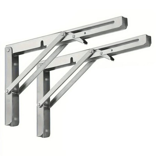 Heavy Duty 2PCS Triangle Folding Angle Shelf Bracket Stainless Steel Shelf Bracket for Table Work Bench Wall Mounted 1